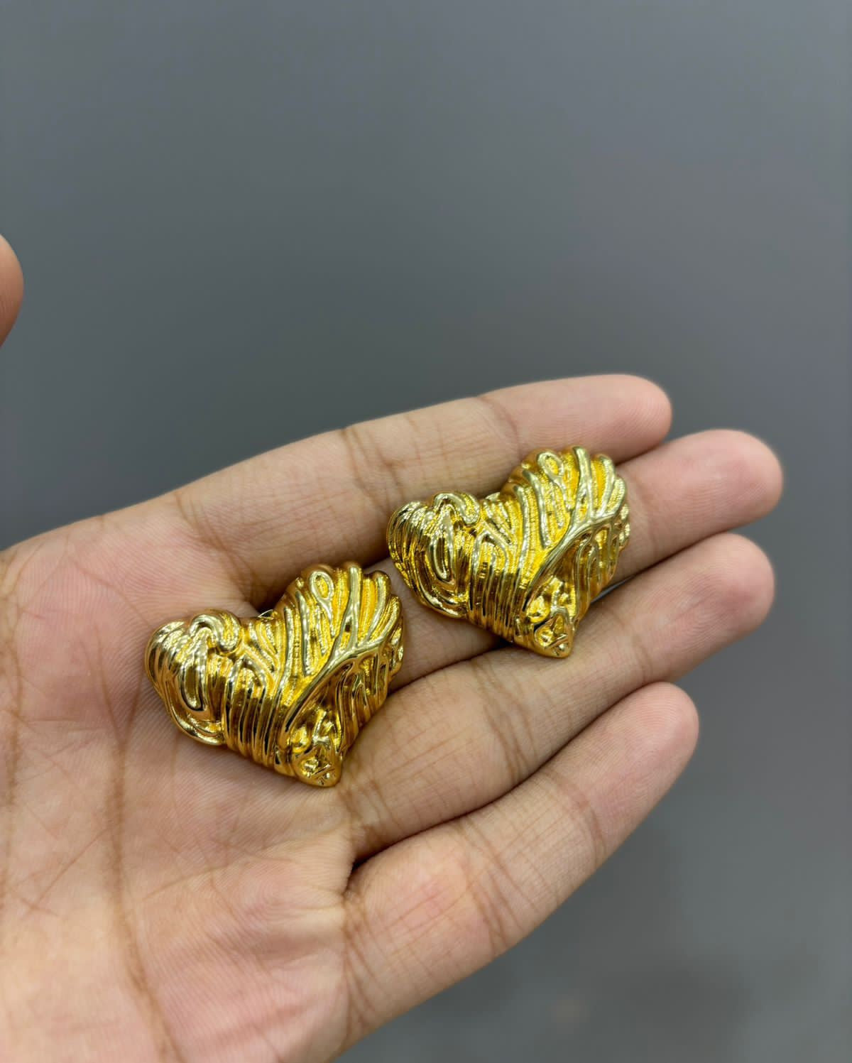 Heart textured studs