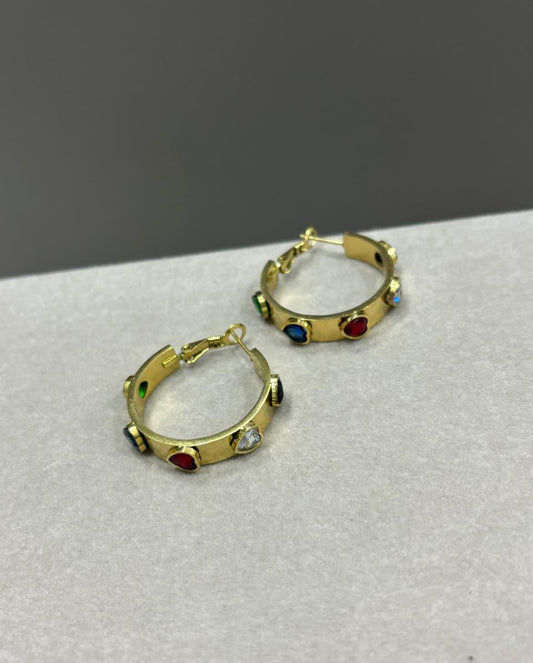 Heart stone hoops
